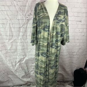NWT Boutique Camo over-sized boxy duster cardigan grunge western boho casual